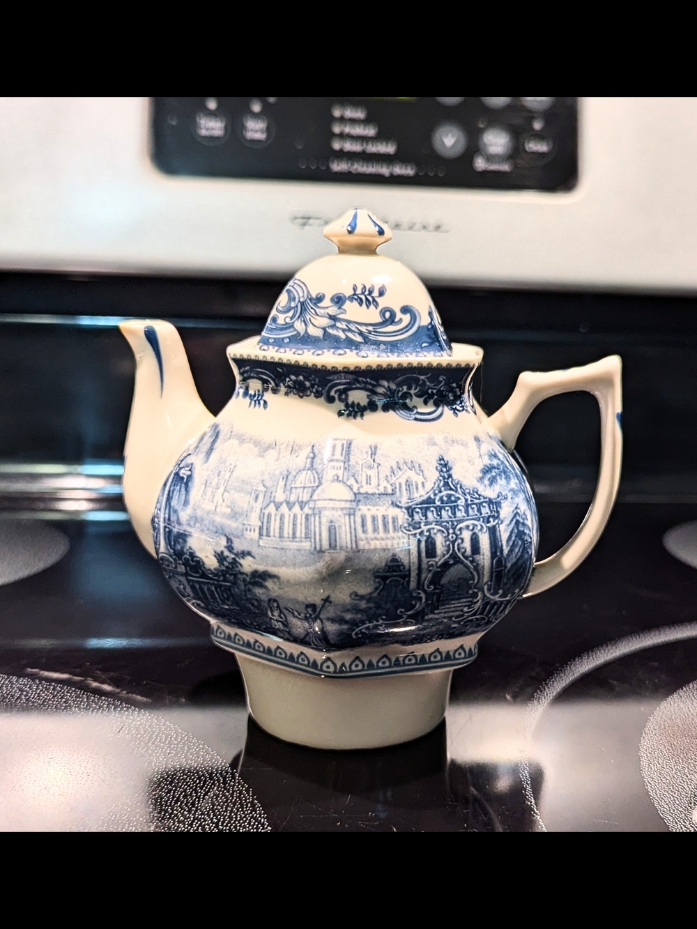 Blue and White Italian Porcelain Transferware Teapot by Antiche Riproduzioni